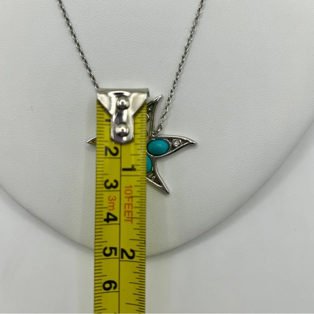 Coastal Silver Turquoise Starfish Pendant Necklace